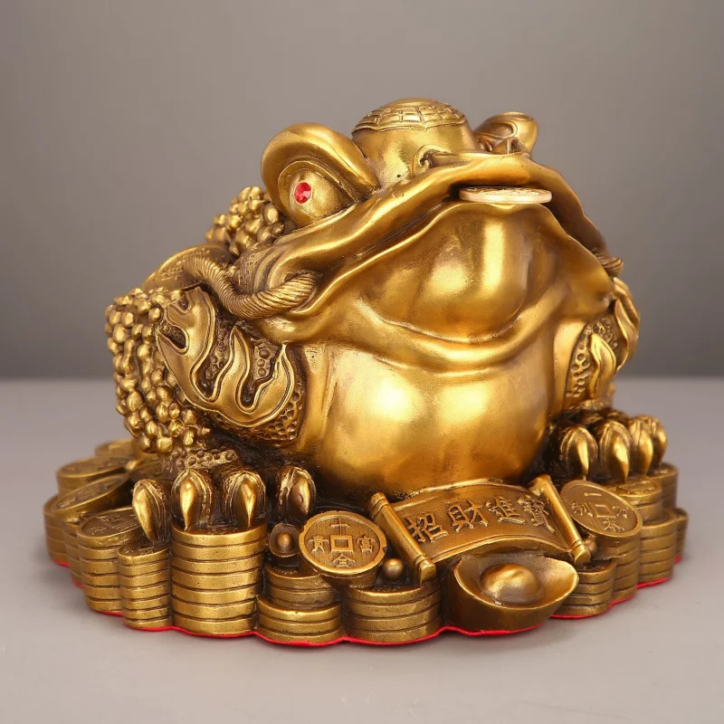 Pure Brass Golden Ornament, Gold Ingot, Three-Legged Toad, Shop Opening Gift, Bronze Craft