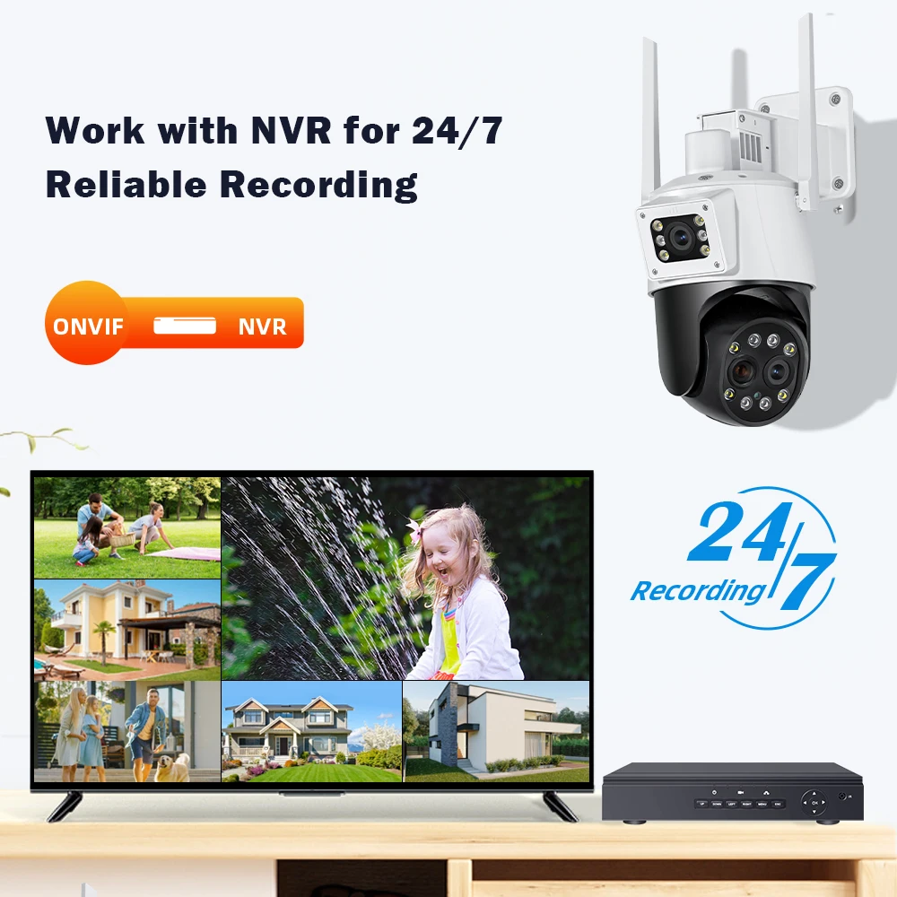 Câmera de Segurança de Vigilância ao ar livre, WiFi, Câmera IP com Zoom Óptico 10X, 3 Len Lens, Tela Dupla, 4K, Vídeo 8MP, CCTV, 6K, 12MP