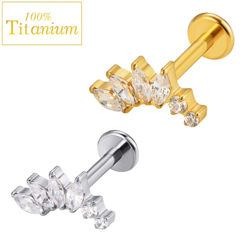 

ASTM F136 Titanium Labret Lip Piercing Ear Studs Internal Thread Cartilage Helix Tragus Conch Flat Back Earring Body Jewelry 16G