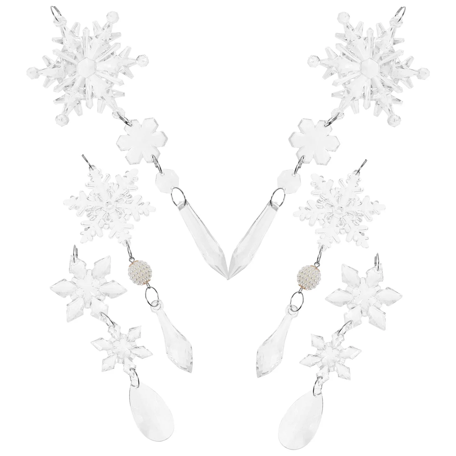 

6Pcs Christmas Snowflake Pendant Acrylic Hanging Ornaments Xmas Tree Decoration Holiday Party Decoration Xmas Hanging Snowflake