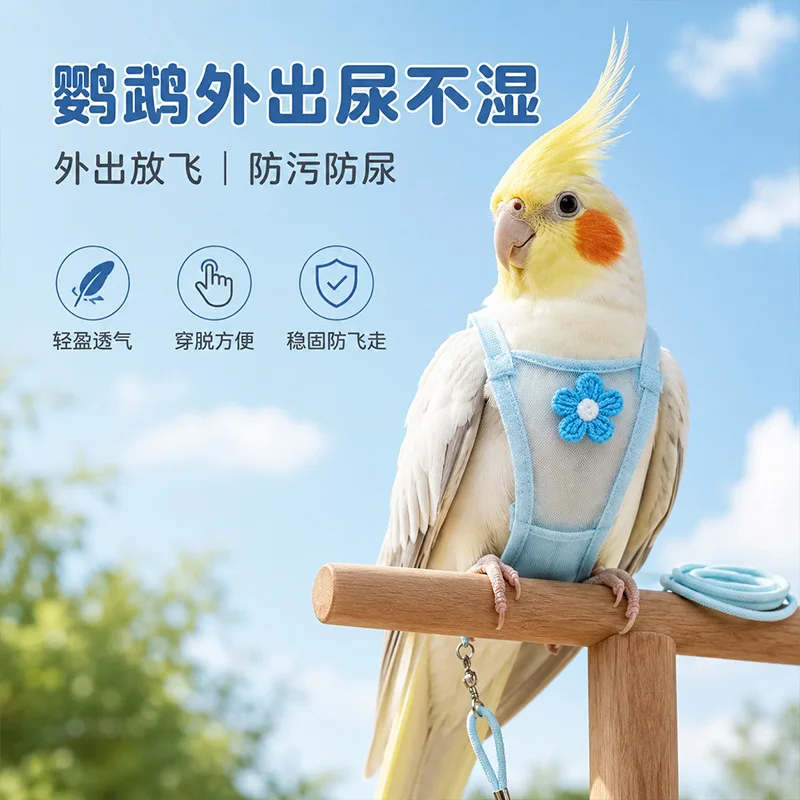 Parrot Outdoor Anti Urine Harness With Moisture Locking Leak Proof Breathable Design To Prevent Escape And Defecation