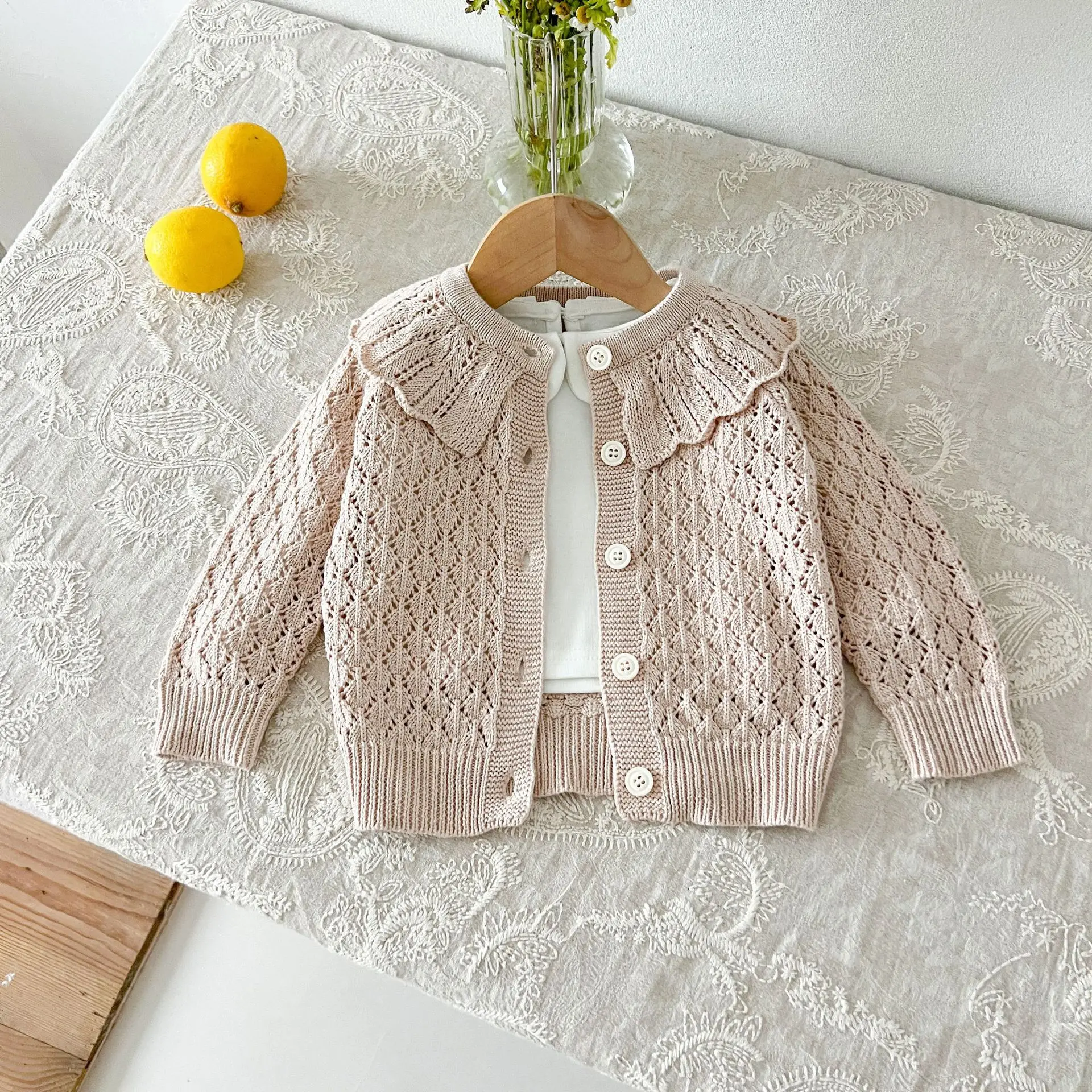 Autumn Infant Girls Sweaters Cotton Knitted Solid Long Sleeve Versatile Baby Girls Coat Long Sleeve Toddler Girls Knitwears