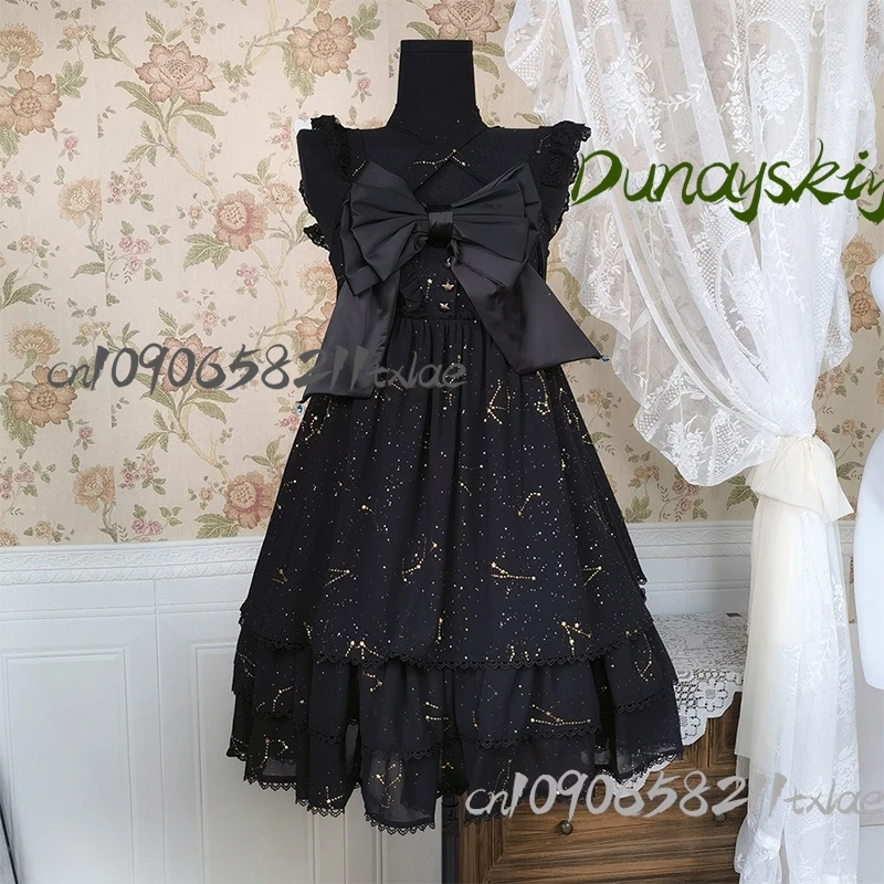

Japanese Bow JSK Lolita Dress Jirai Kei Girls Women Cosplay Costumes Daily Subcultural Skirt Black Gothic Punk Party Halloween