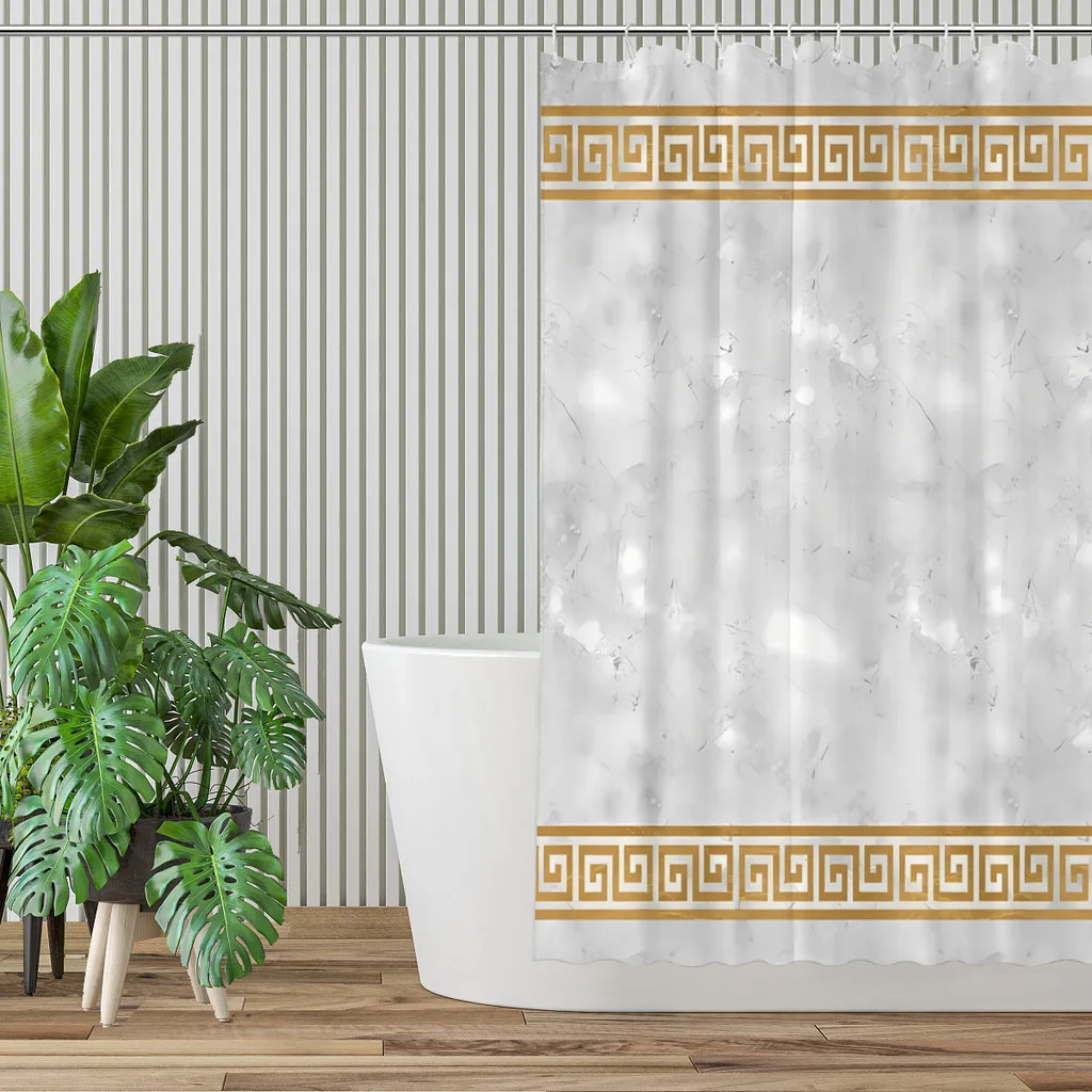 Great Greek Pattern White Bathroom Shower Curtains Ancient Greece Waterproof Partition Unique Home Decor Bathroom Accessories