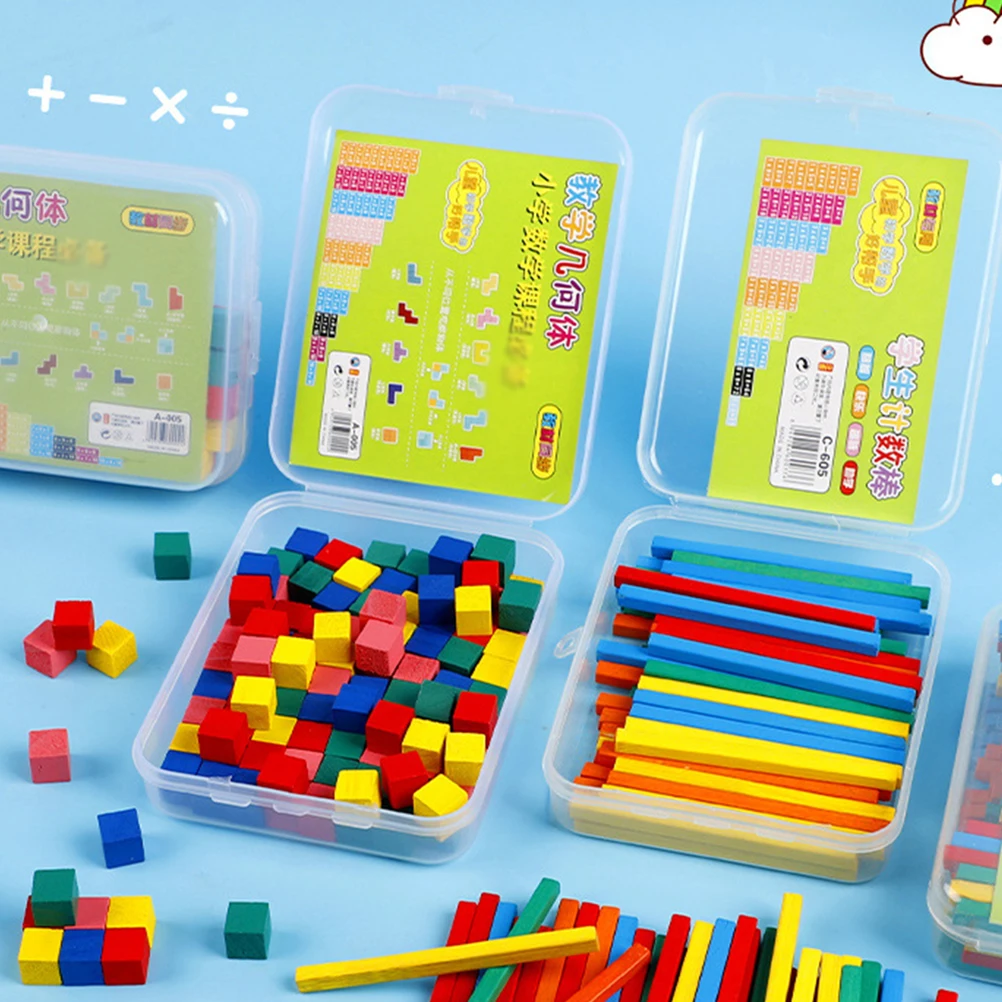 100 Uds. Varillas de conteo, varillas aritméticas, juguetes matemáticos de madera brillante, bloques de construcción educativos para niños en edad preescolar y guardería