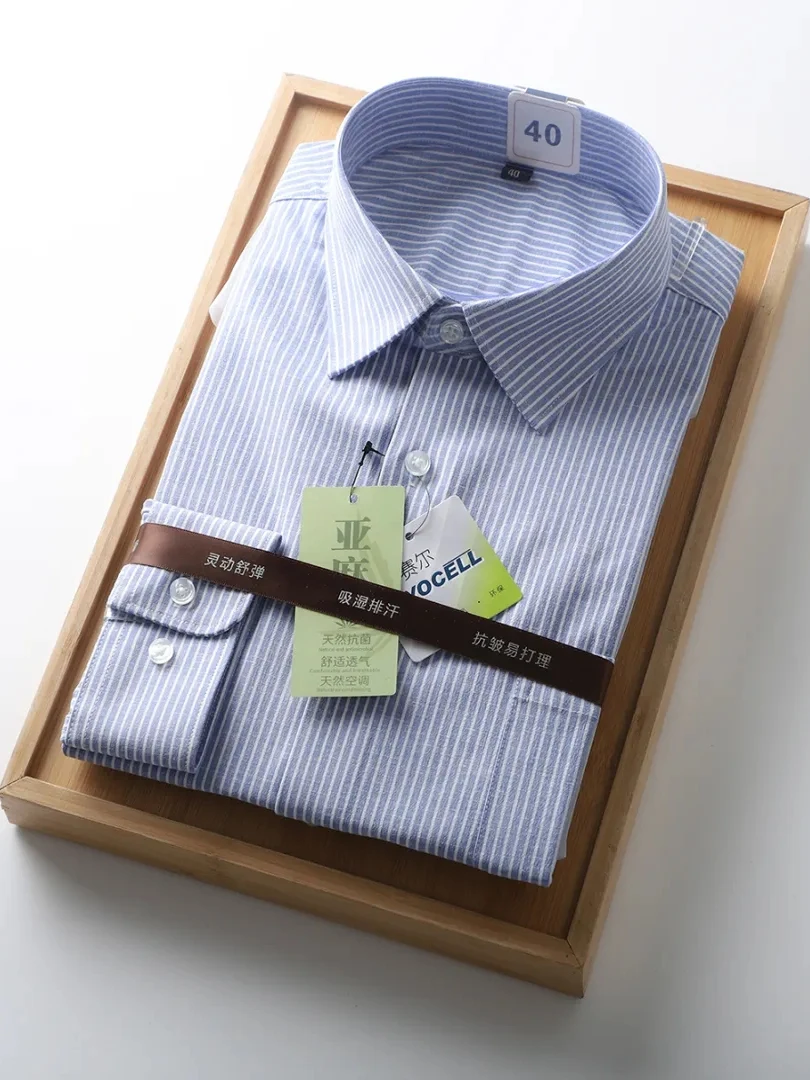 

Ele мужские длинные свеки из смеси хлопка и льна, дышащие, удобные, весенне-осенние, в полоску, High End Faion, повседневные