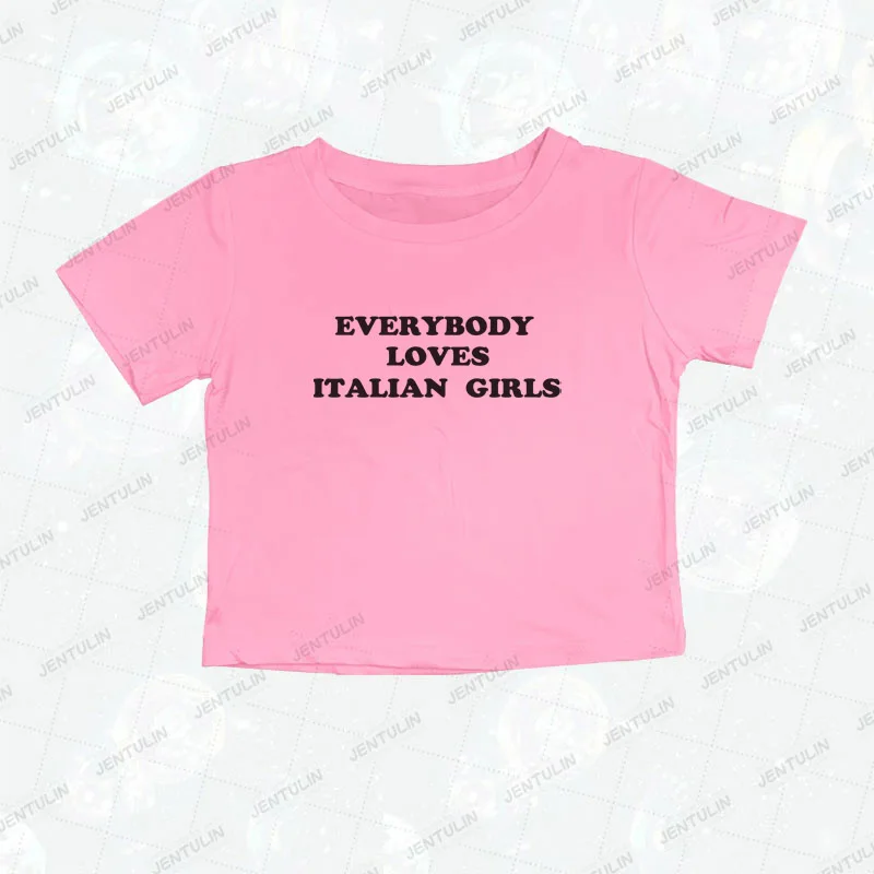 Women\'s Italy Girl Print T-shirt Short Sleeve Skinny Y2K Tops Summer Harajuku Sexy Baby Tees Anime Vintage Kawaii Short Tees