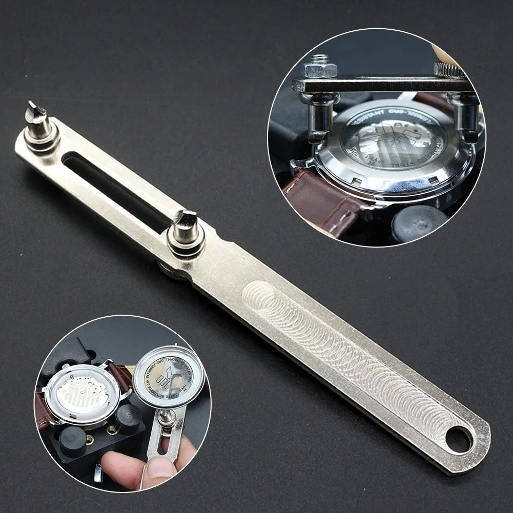 

Adjustable Watch Back Cover Opener Tool with Two Silver Claws Fits Screw-in Clock Cases Up to 50mm Diagonal Spacing