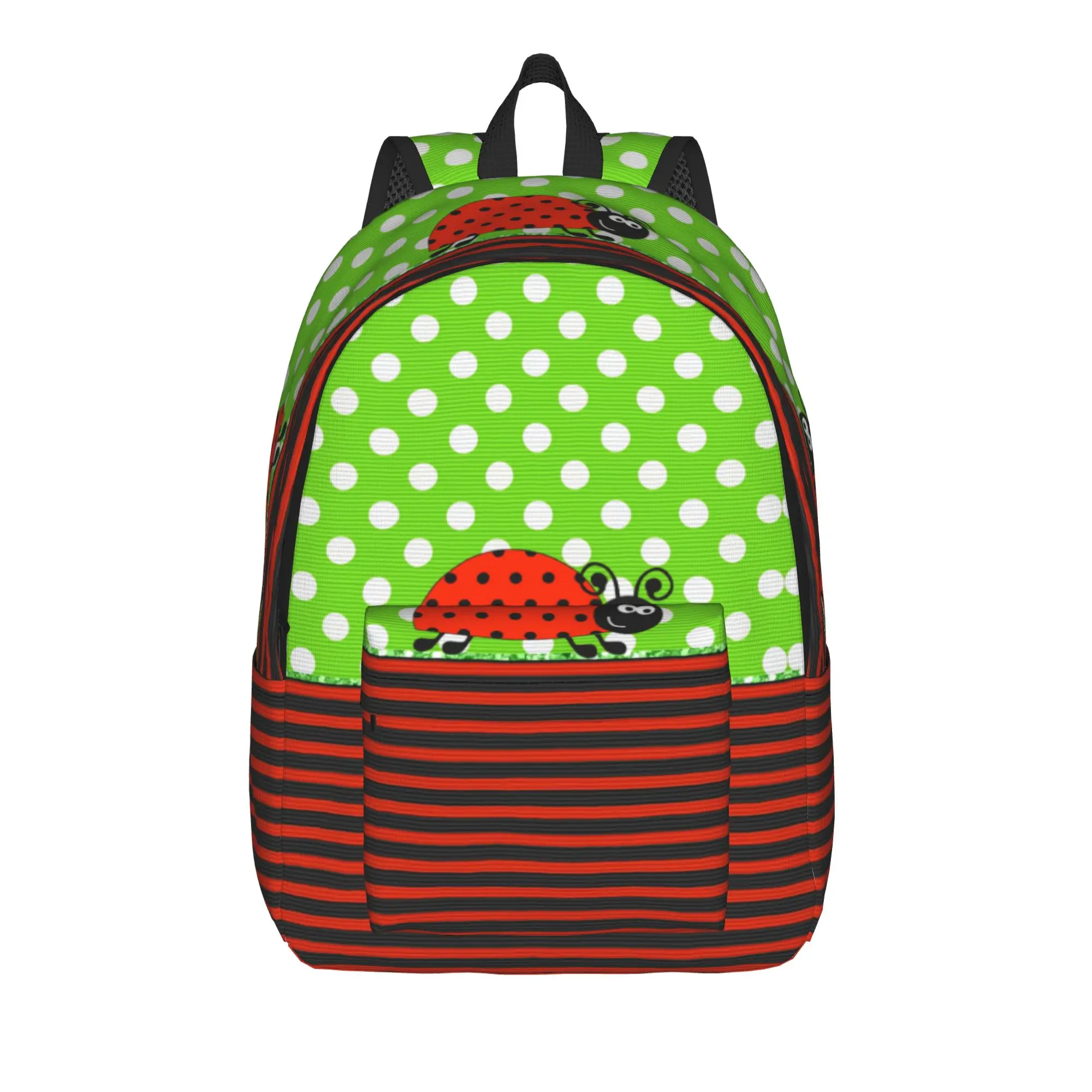 Ladybugs And Flowers Backpack  Workout Backpacks Teen Style School Bags Custom Big Rucksack