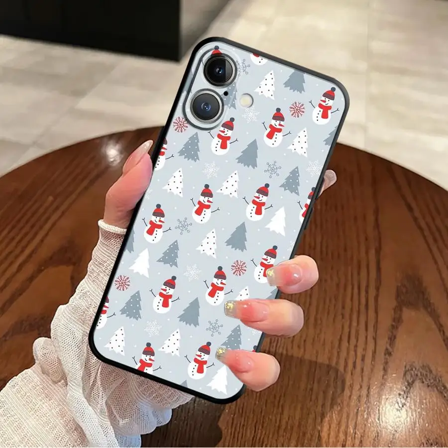 حافظة لهاتف آيفون 13 Mini 7 8 12 11 17 Air 17 16 Pro Max 15 Plus 14 X XS XR SE غطاء خلفي ناعم لعيد الميلاد ثلج