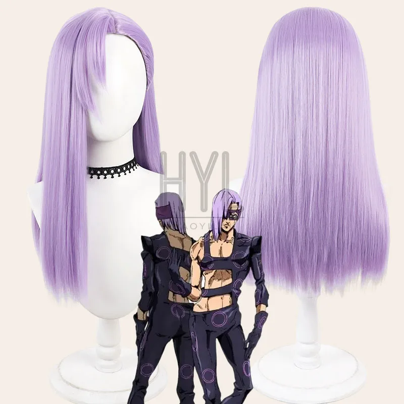 Peluca de Anime JOJO Melone para Cosplay, pelo sintético largo morado resistente al calor para mujeres y hombres, accesorios para fiesta de disfraces de Halloween y Carnaval