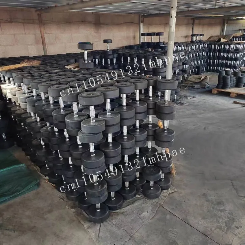 Hot Sale Commercial Dumbbell Lbs 2.5kg 50kg Rubber Covered Round Strength Training Dumbbell Fitness