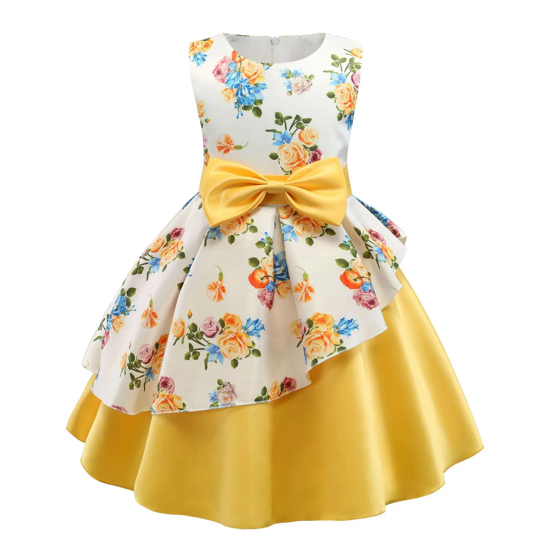 Falda Irregular para niña de 2 a 10 años, vestido estampado con lazo, vestido de actuación, vestido de Halloween para niña, ropa para niña