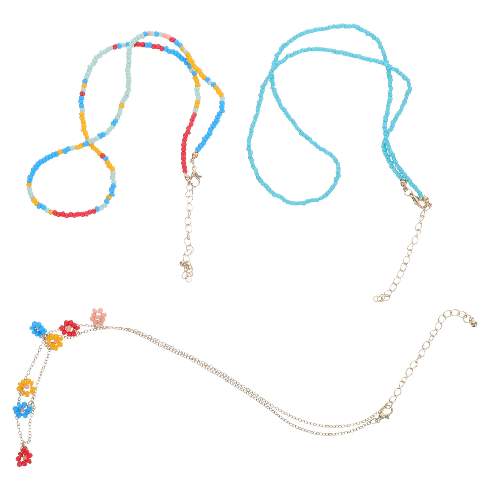 

Boho Beaded Lightweight Clavicle Chain Faux Pearls Rice Beads Ethnic Pendant Summer Vacation Jewelry Beach For Women Statement