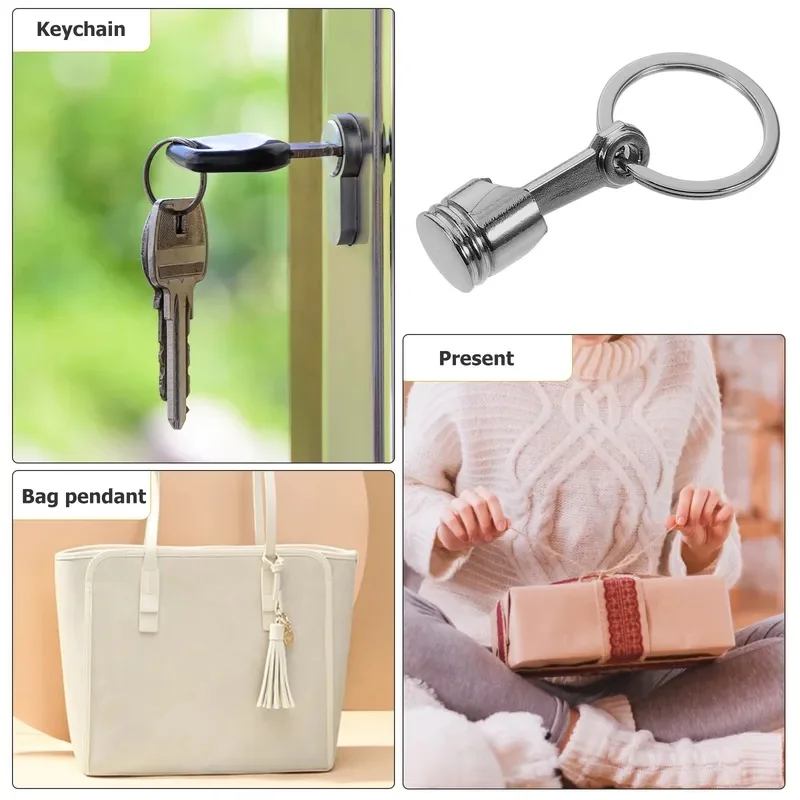 1/3/6pcs Metal Engine Piston Keychain Stylish Auto Part Key Ring for Car Enthusiasts Heavy Duty Spinning Turbo Key Holder Mini