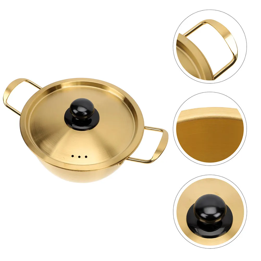 

Stainless Steel Soup Pot with Lid Noodle Ramen Cooker Household Multi-functional Stock Pot Double Handle Heat for Cook