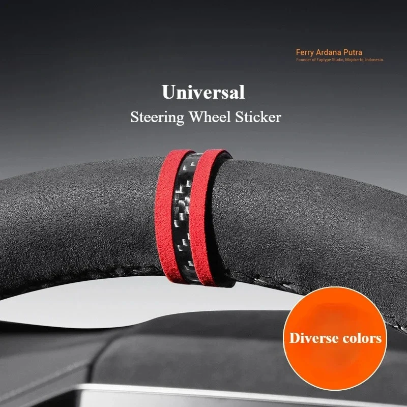 Universal Car Steering Wheel Top Marker For Tesla Model Y 3 X S Center Line Red Marking Suede Carbon Fiber Decoration Accessorie view 3