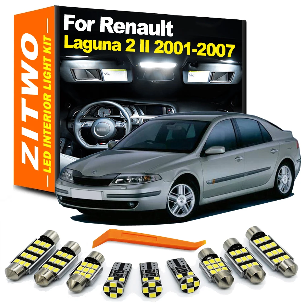 ZITWO 14Pcs For Renault Laguna 2 II MK2 2001 2002 2003 2004 2005 2006 2007 LED Bulb Interior Dome Reading Map Trunk Light Kit