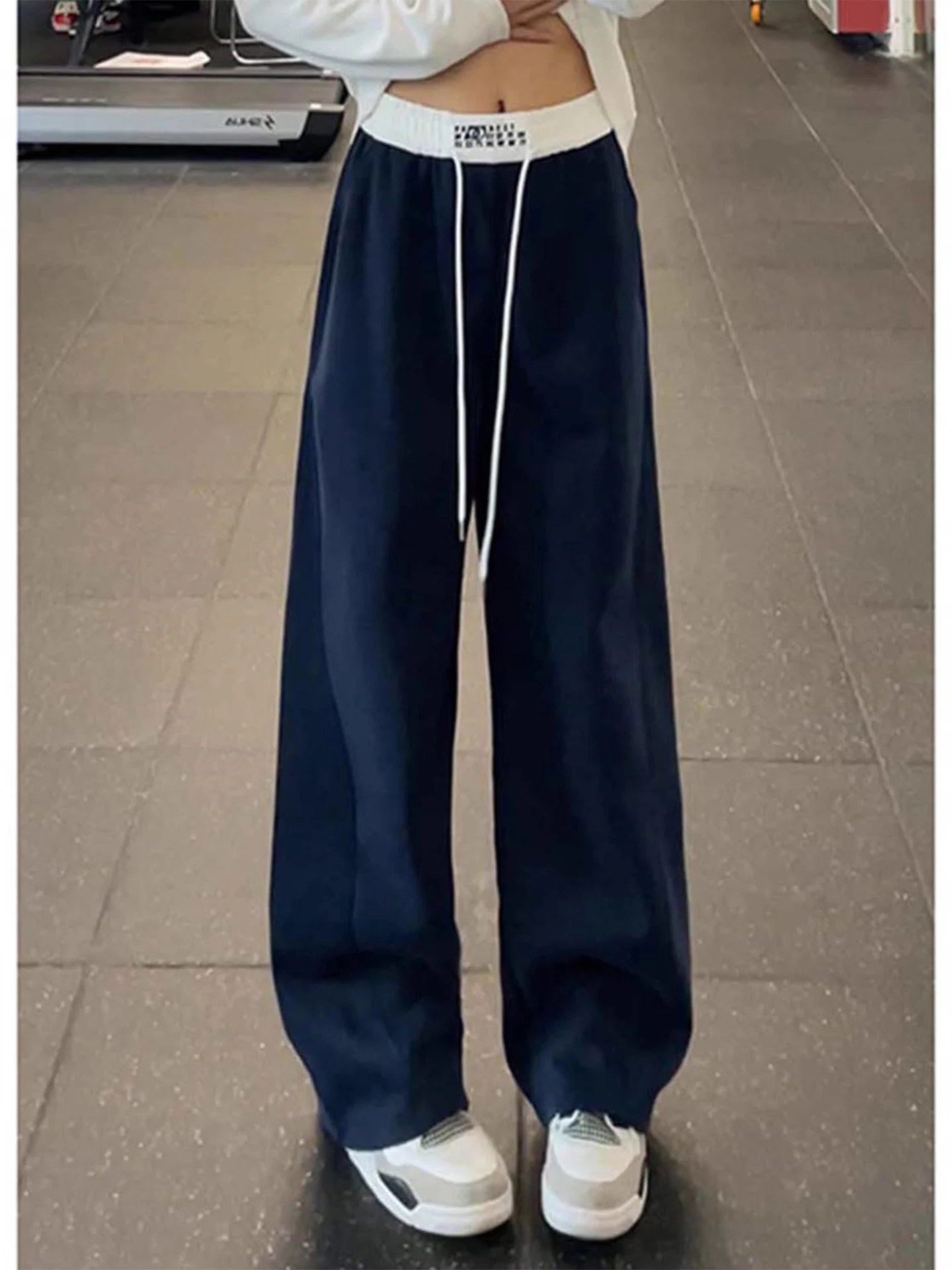 

k Blue Casual Wide Leg Pants Men's Autumn Drape Straight Fit Sports Trousers CleanFit Fitn Exercise Long Trousers