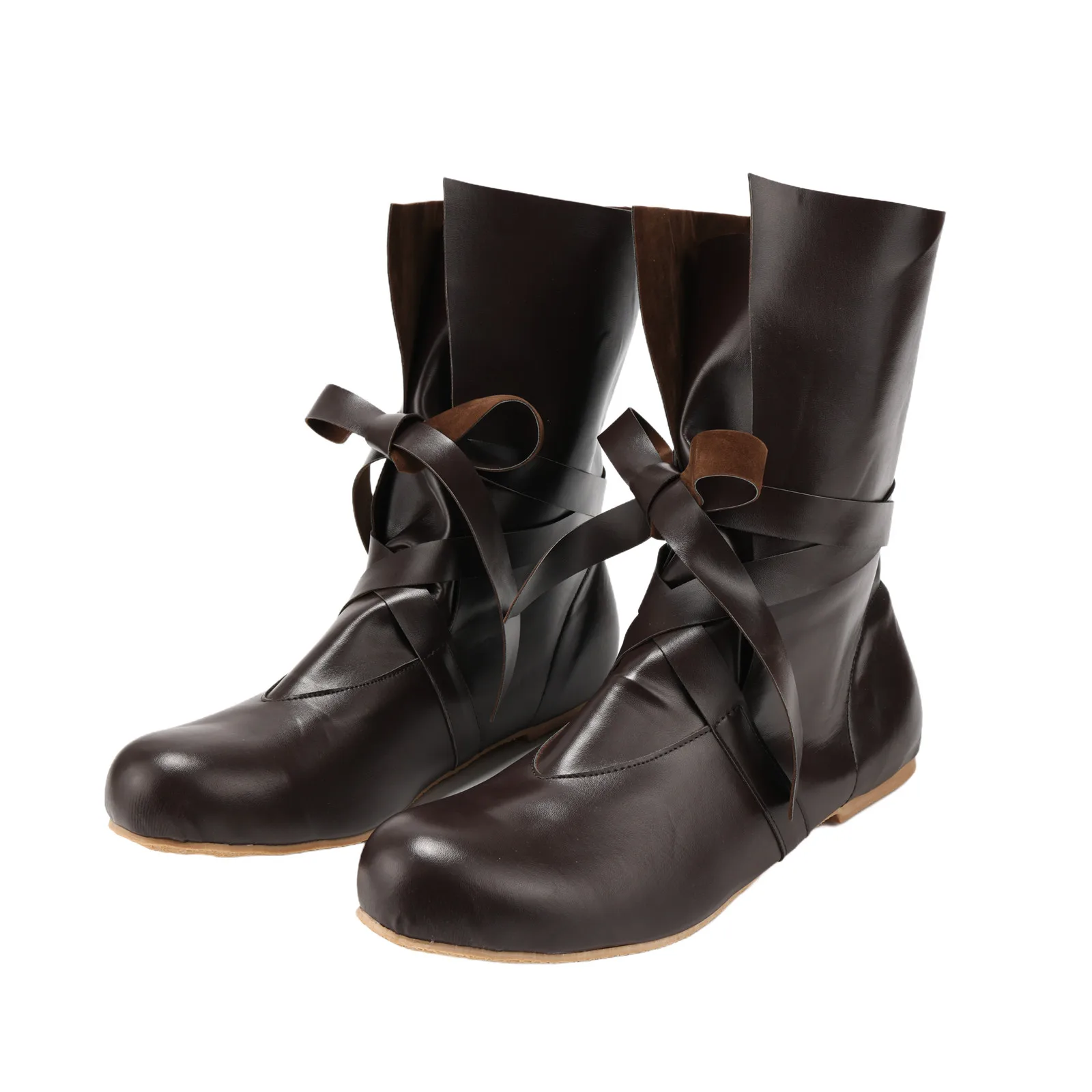 Sapatos medievais masculinos botas renascentistas role play cosplay botas rendas até palco do vintage pirata viking sapatos de couro festa de halloween