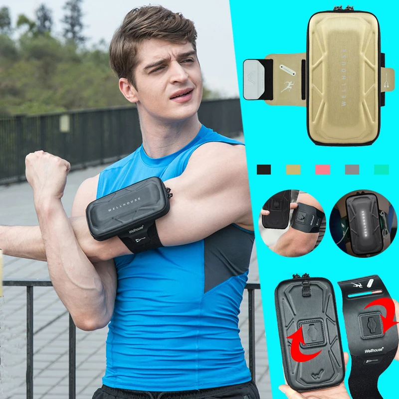 

QUESHARK Detachable Running Arm Bag 360 Rotating Phone Case Sports Arm Pouch Gym Fitness Sweat Proof Cellphone Holder