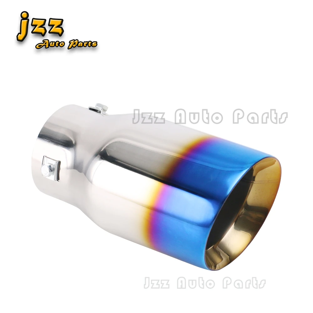 Stainless steel 3' Interface Slant Oval 4'' Outlet Exhaust Tip Universal Muffler tail throat Blue Tips fast shipping