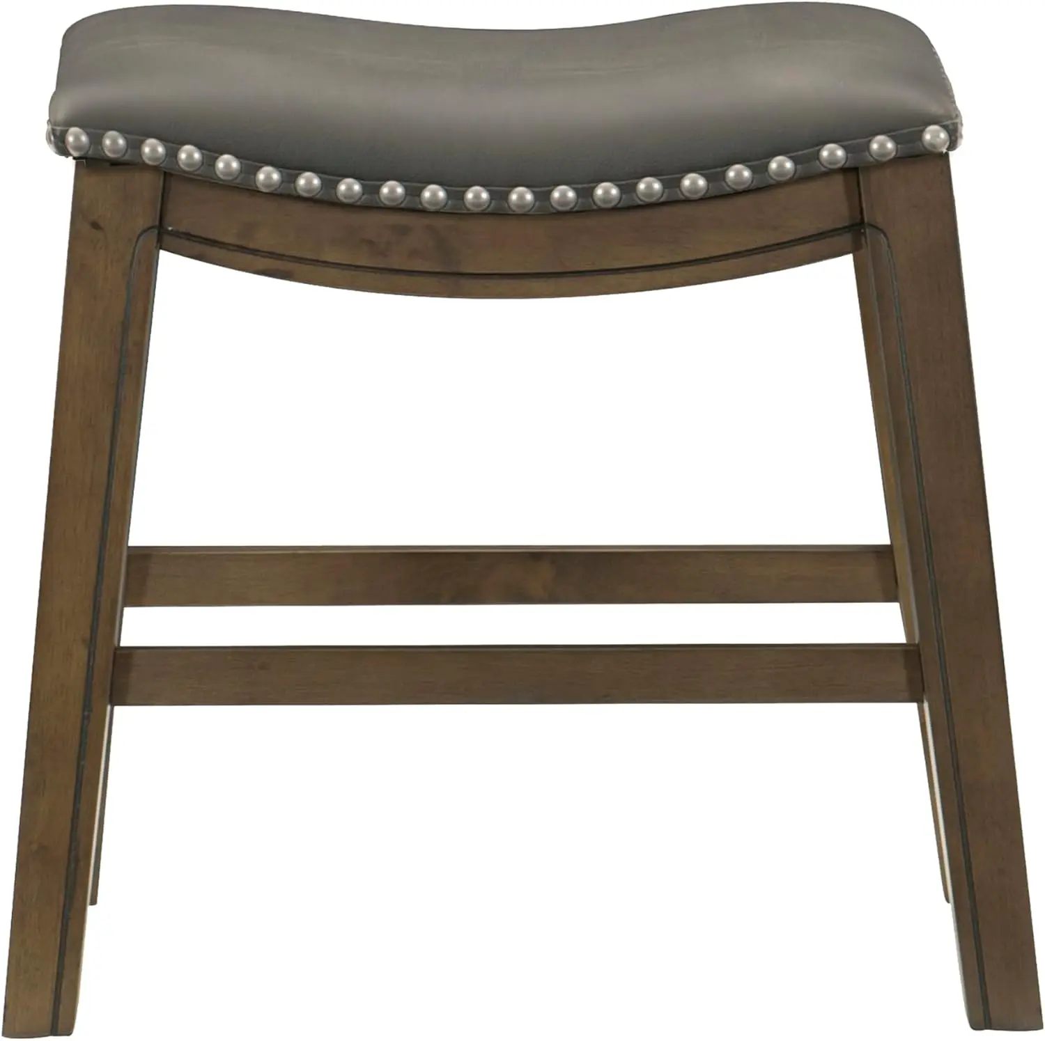 Solid Wood Dining Stools, Saddle Seat, Gray, 19" Height - Versatile Kitchen Seating for Casual Entertaining