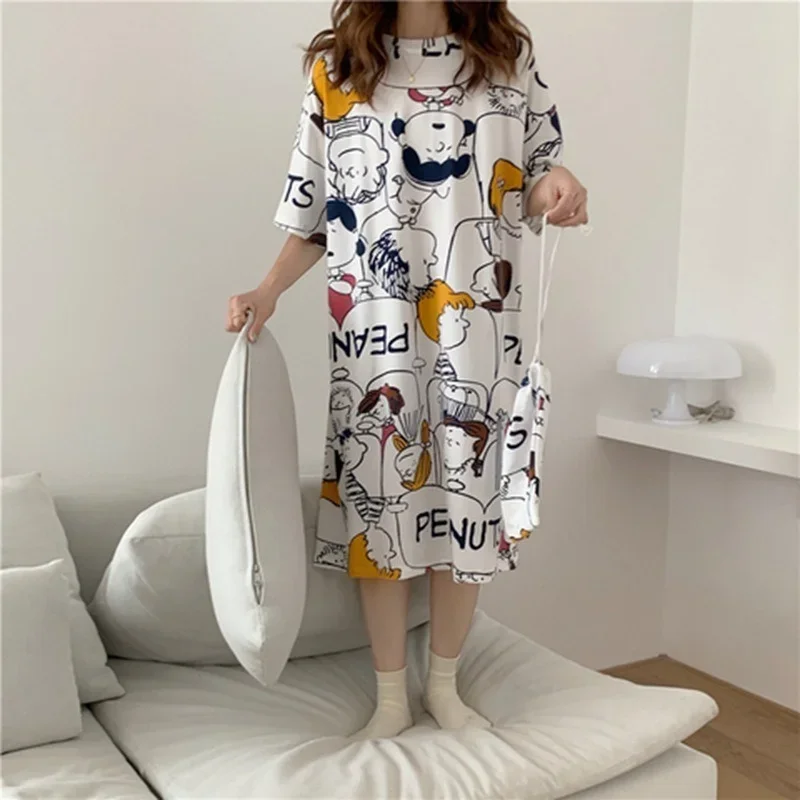 Snoopy Cute Lingerie Pajamas Women Japanese and Korean Style Langerie Lenceria Mujer Nightdress Underwear Sleepwear Nightgown