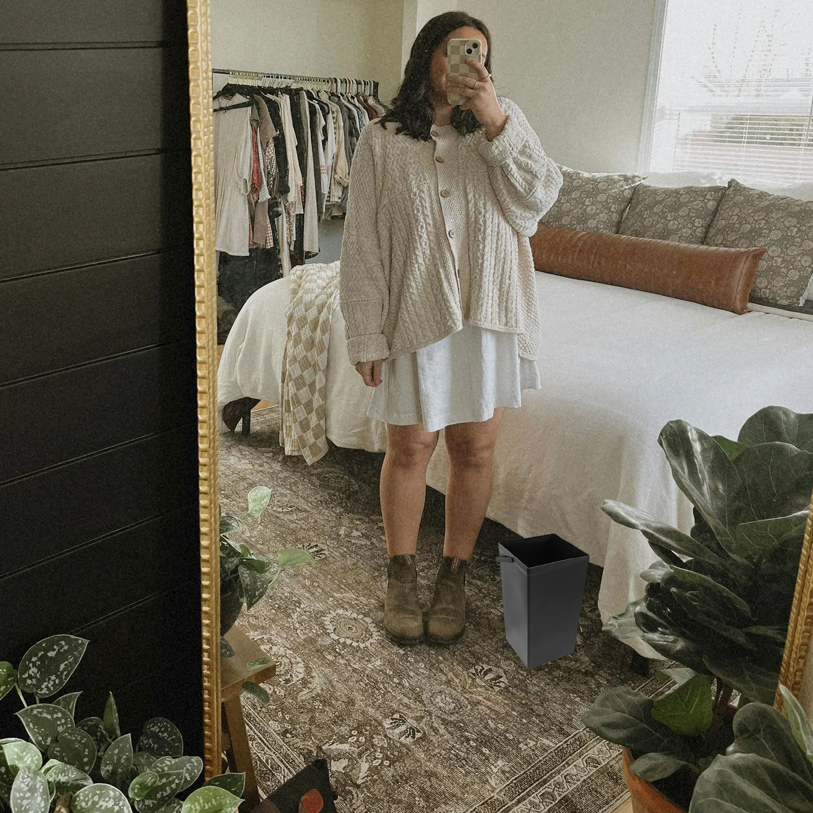 

Квадратный мусорный бак, внутреннее ведро с ручкой, сверхмощное портативное универсальное ведро для кухни, ванной комнаты, сада, патио, наружного использования