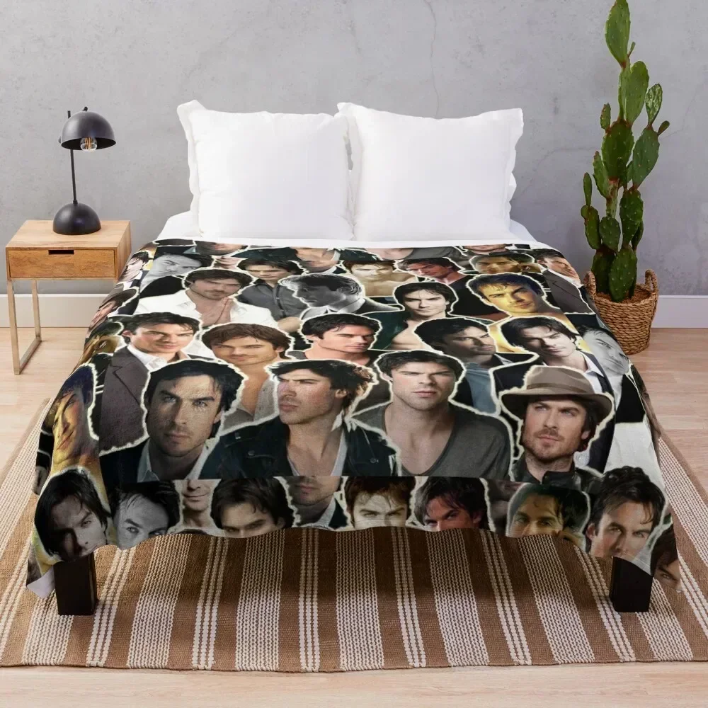 

Ian Somerhalder collage Damon - Sagittarius Throw Blanket Quilt manga Summer Blankets