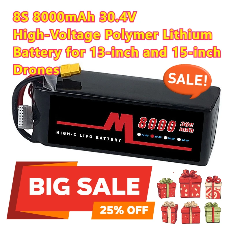 

8S 8000mAh 30.4V High-Voltage Polymer Lithium Battery for 13-inch and 15-inch Drones