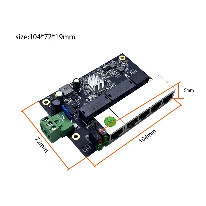 5 poorten onbeheerde 9V-48V 10/100/1000mbps industriële Ethernet-switchmodule Geschikt voor industrie, beveiliging en conferenties