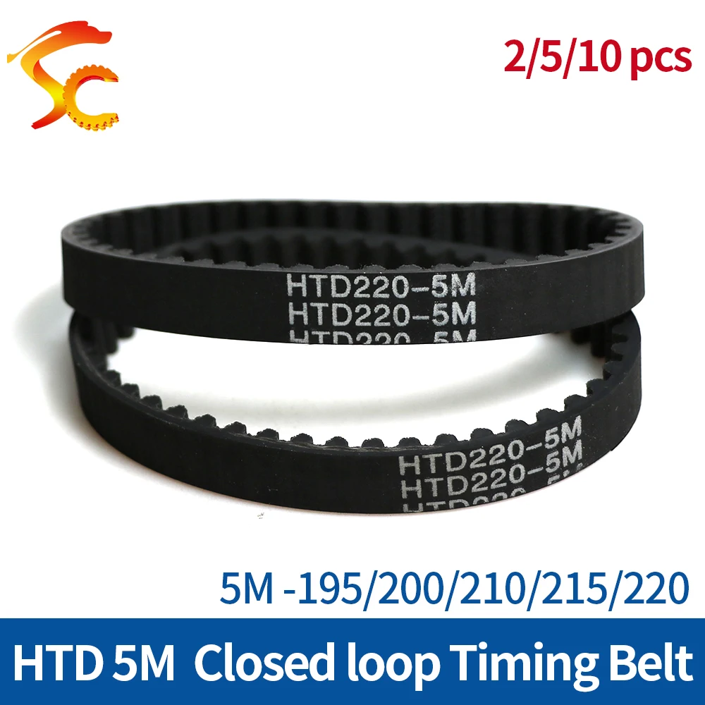 ONEFIRE HTD 5M Timing belt Pitch Length 195/200/210/215/220mm Width 10mm/15mm/20mm/25mm Rubber Closed loop belt