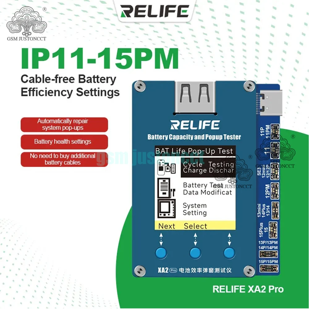 

RELIFE XA2 Pro Battery Efficiency Popup Tester Supports The Battery Pop-up Function of All Models of 11-15 Series