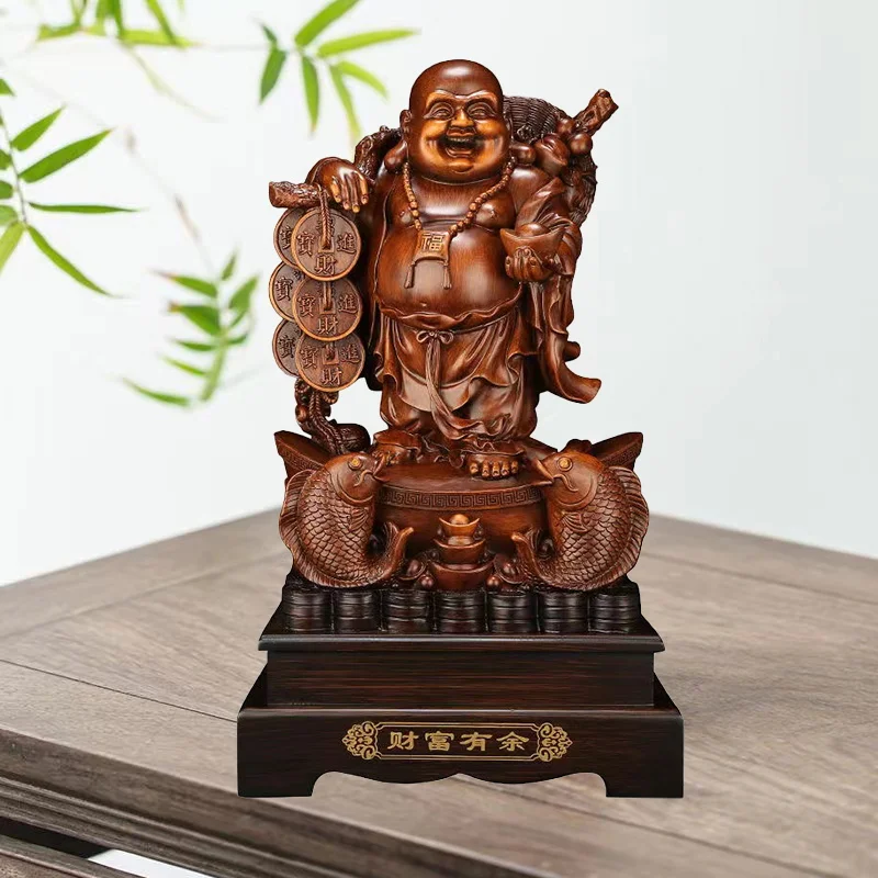 Resin Big Belly Laughing Buddha Characters Statue  Bless Prosperity And Wealth Ornament Figurines Home Office Feng Shui Statue