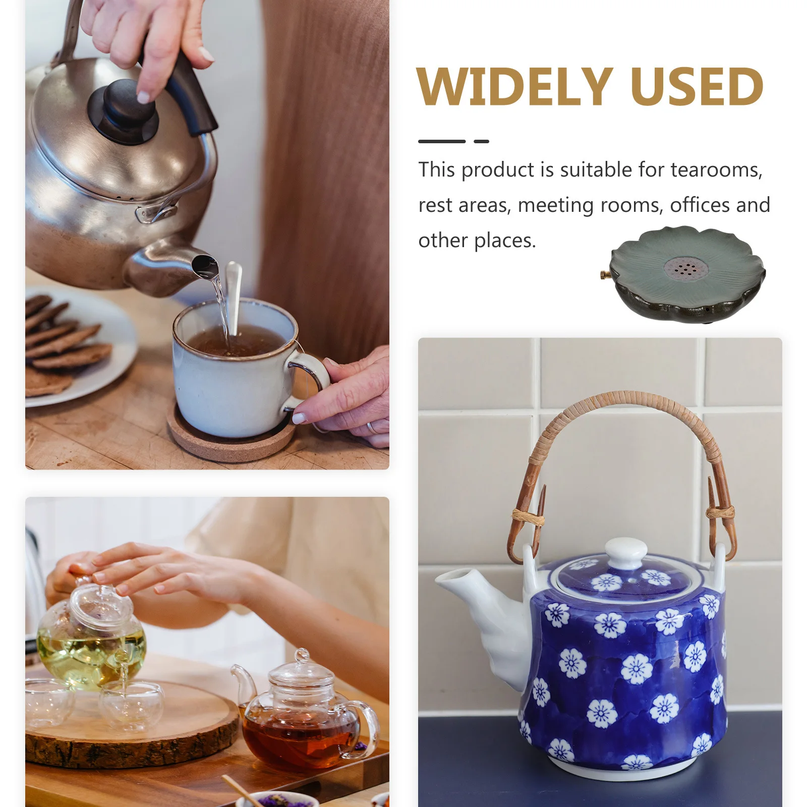 

1Set Round Lotus Petal Teapot Mat Retro Ceramic Tea Tray Water Teacup Tray Creative Home Office Tea Set Storage Plate