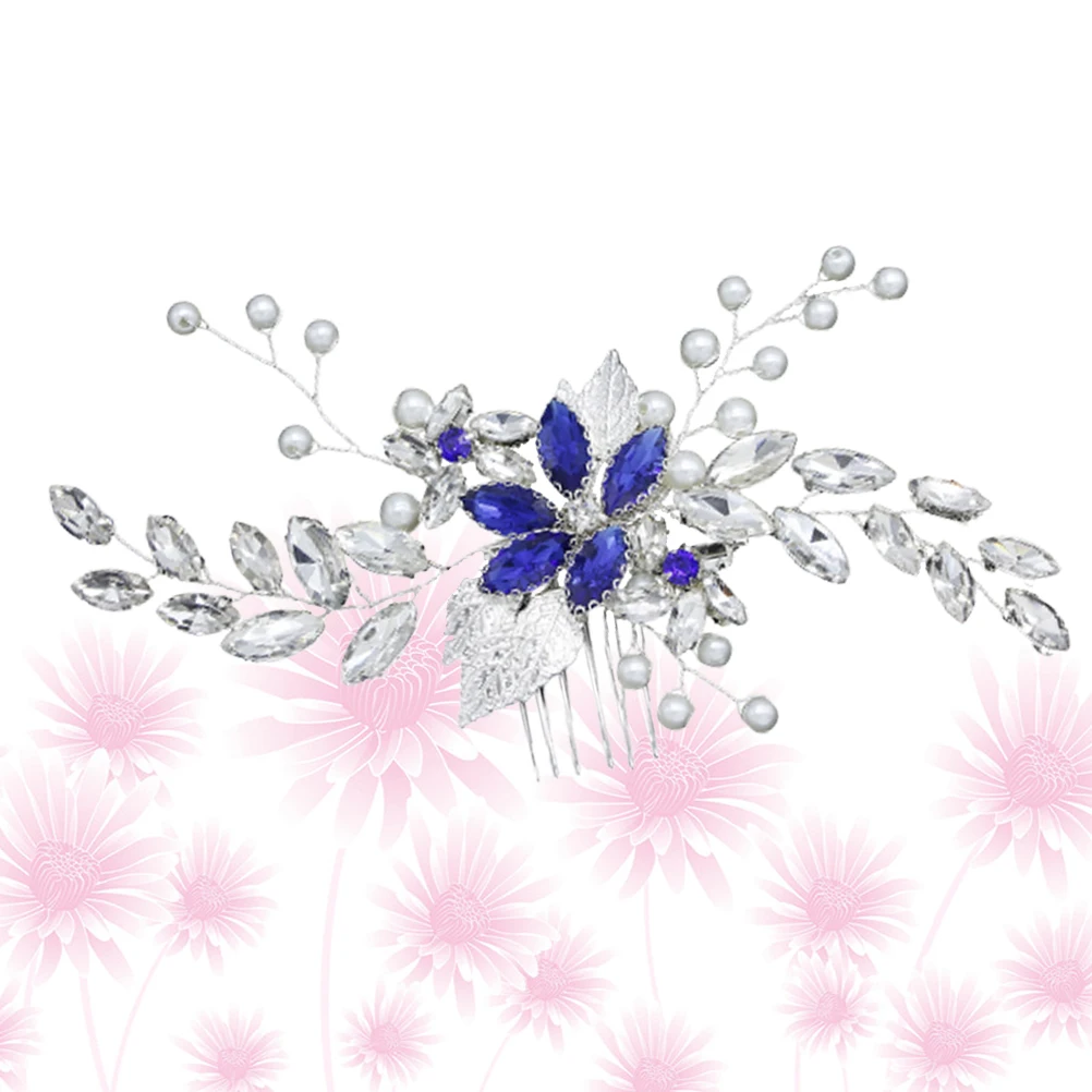 

Pearl Blue Comb Rhinestone Hairpins H made Headdress Women Headwear Party Accessories Bridesmaids Wedding Prom
