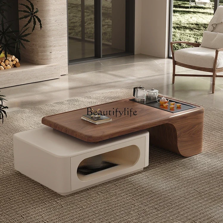 

LJYPremium coffee table living room home retro style walnut color creative modern simple kung fu tea table