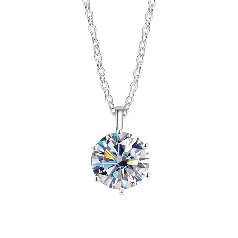 New 2ct Moissanite 925 Sterling Silver Necklace Pendant Chain Fine Jewelry for Woman Wedding Sparkling Classic Party Fashion image 3