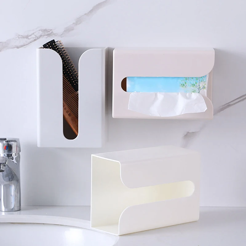 Wall Mounted Tissue Box Waterproof Self Adhesive Napkin Holder Home Disposable Gloves Storage Box Kitchen Paper Organizer Case