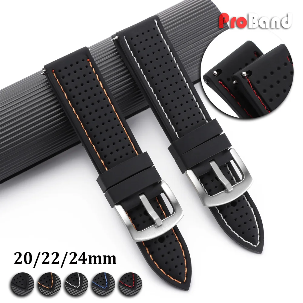 

Universal Breathable Silicone Sport Watch Band 20mm 22mm 24mm Rubber Strap for Tissot for Omega Quick Release Bracelet Accessory