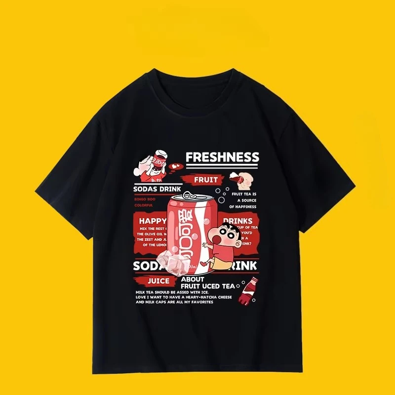 

Японская футболка Coca-Cola с милым кока-колы, забавная футболка с короткими рукавами и принтом, мужская и женская летняя новая одежда для пар