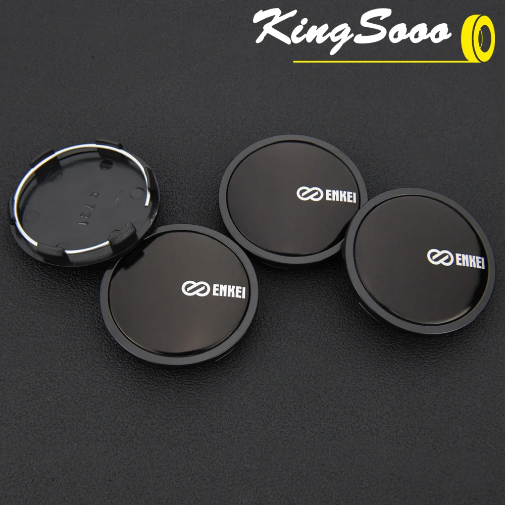 4PCS JDM Sport Wheel Cap 65mm OD & 60mm Clip ENKEI Rim Caps Wheel Center Caps Car Cover Hub Cap Black & Silver