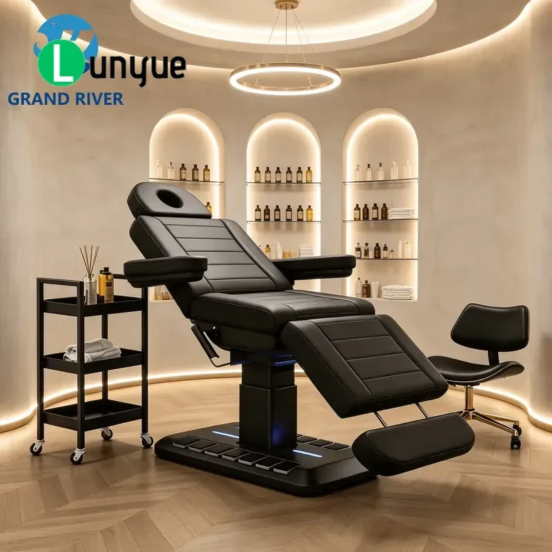 Custom Black Eyelash Facial Chair Modern Curved Massage Bed for Beauty Spa Treatment Comfortable Durable Furniture