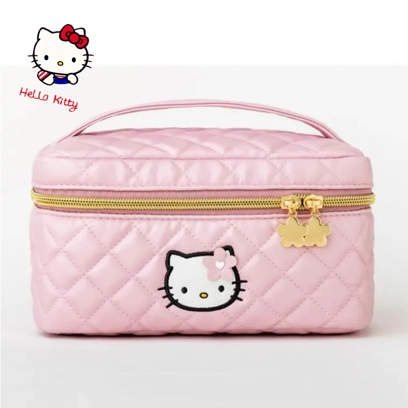 New Sanrio Hello Kitty Travel Makeup Bag Cartoon PU Soft Lightweight Multi Functional Makeup Bag Durable Zipper Travel Wash Bag