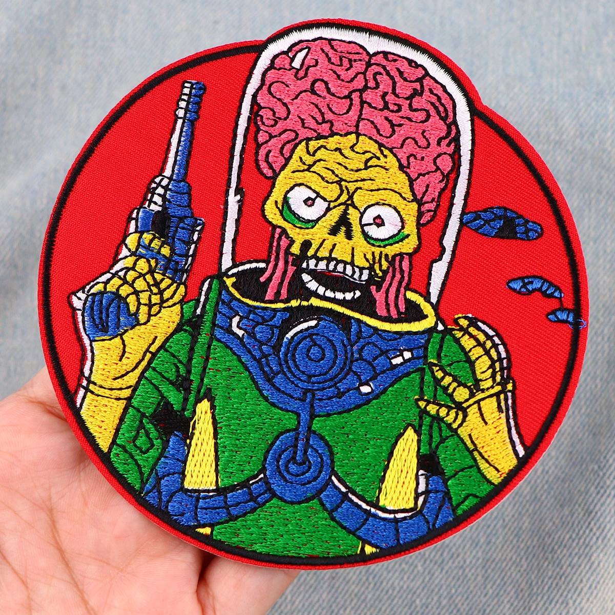 Patch brodé de dessin animé Alien, pour vêtements, vestes, Patch thermoadhésif, bricolage, fer sur Patch, accessoires autocollants appliqués