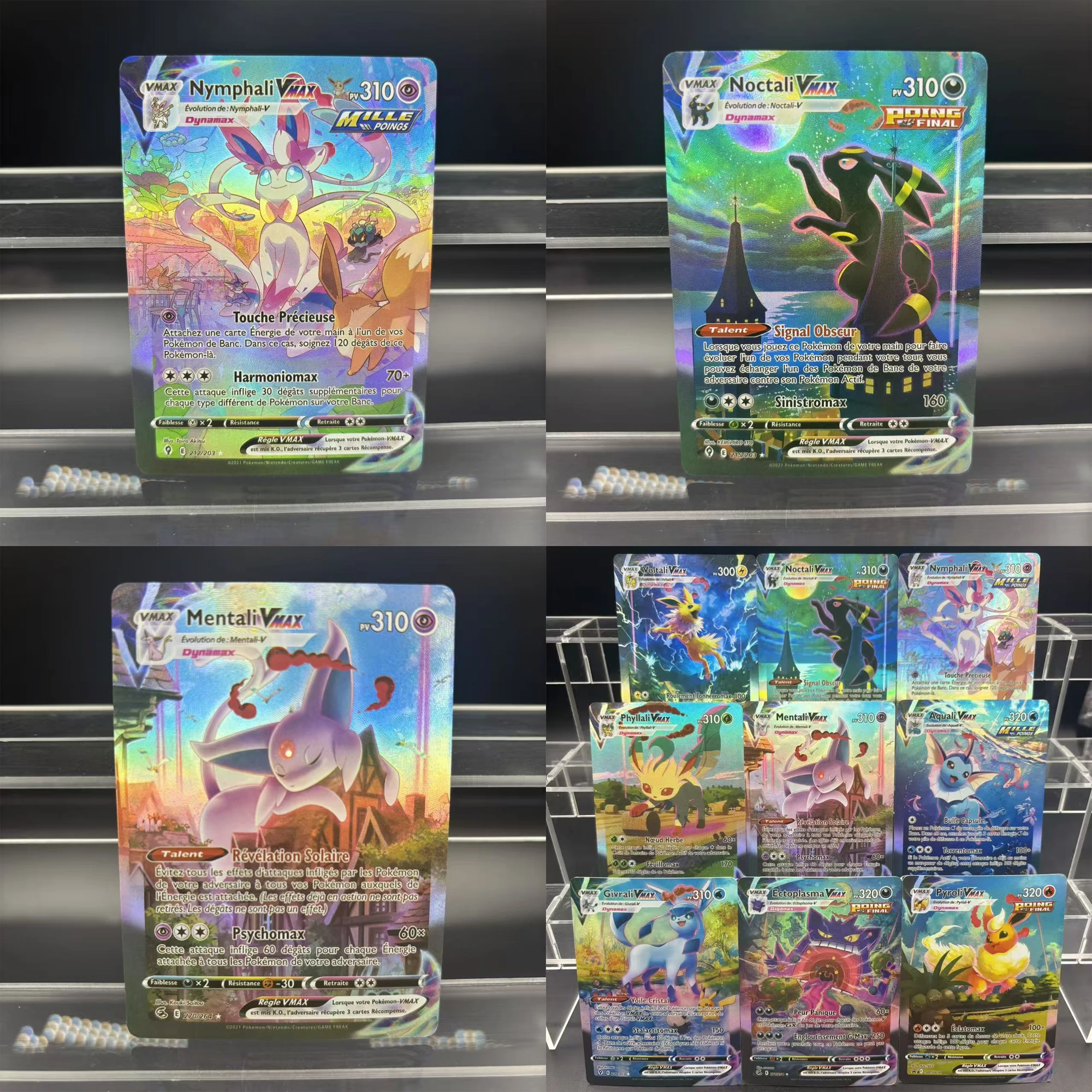 

9Pcs/set Diy Self Made PTCG French Version Eeveelution Umbreon Sylveon Flash Card Classic Anime Collection Cards Gift Toys