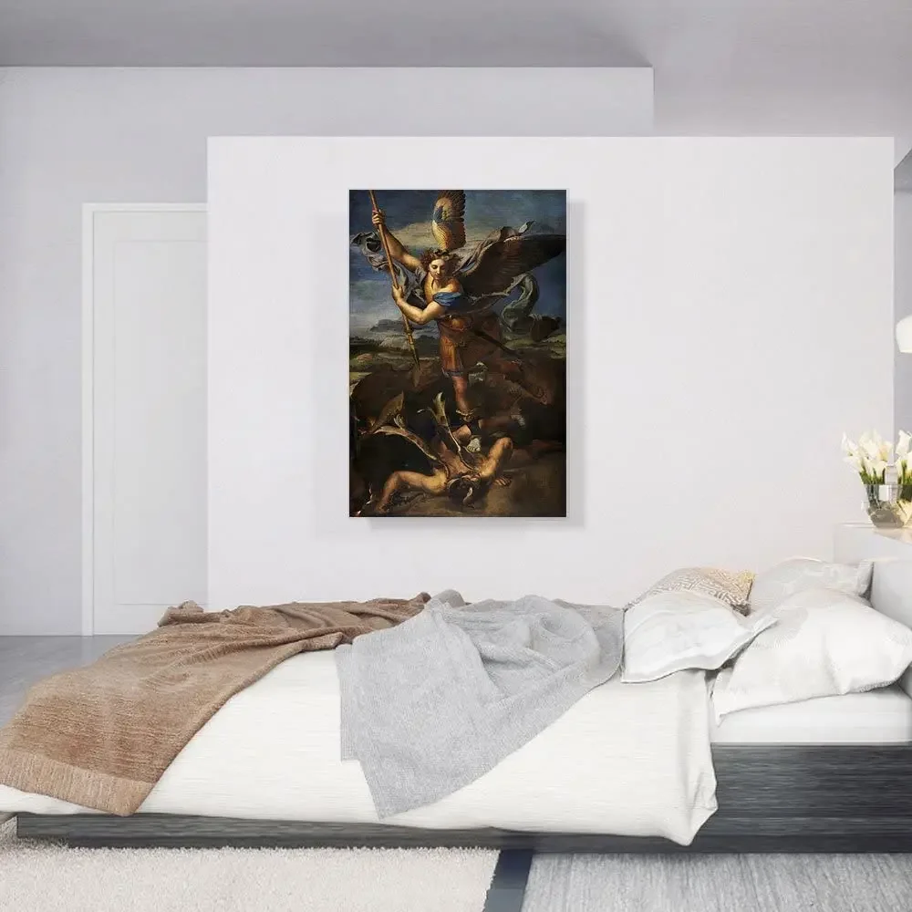 St. Michael Vanquishing Satan Canvas By Ho Me Lili Wall Art Print Painting For Lovingroom Bedroom Decor