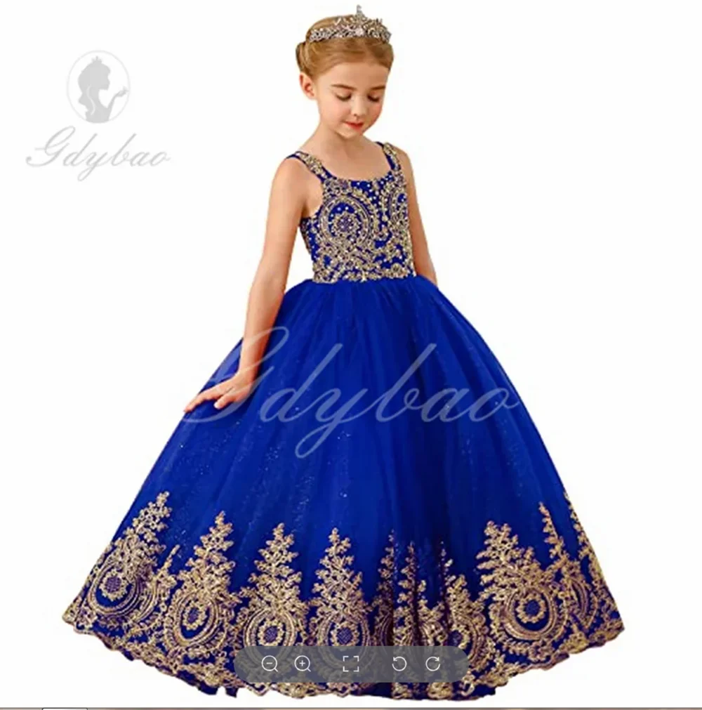 

Flower Girl Dresses For Wedding Guest Kids Bridesmaid With Bow Lace Gown