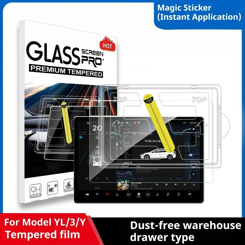 Protection d'écran tactile pour la rangée arrière et le contrôle central, film en verre trempé HD ou mat pour Tesla Model YL/Y Juniper/3 Highland 6 places